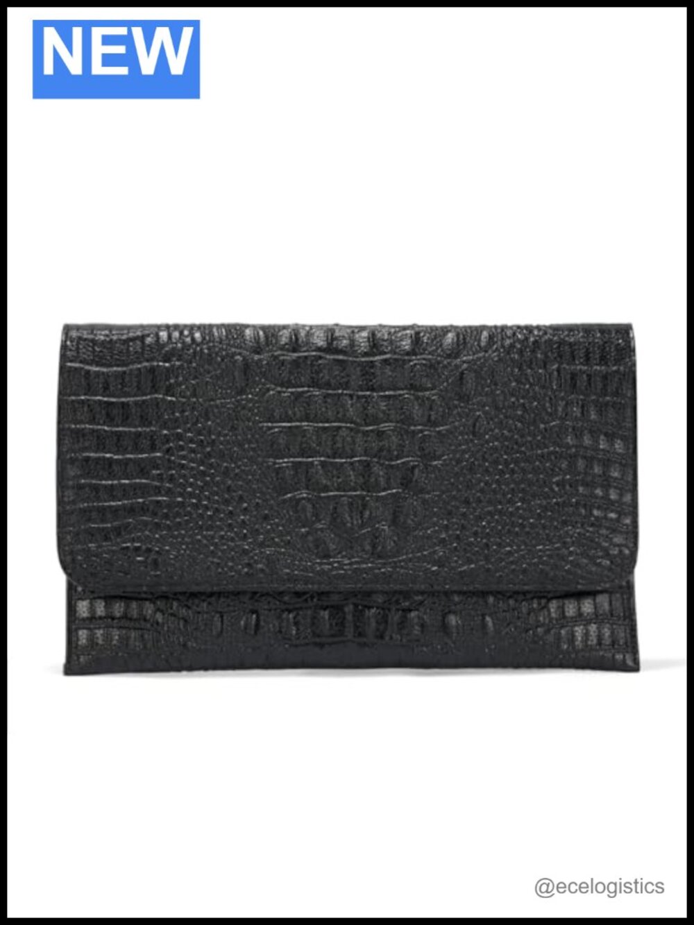 Faux Leather Crocodile Clutch with Detachable Chain